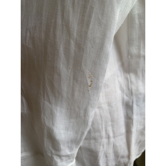 Ralph Lauren Women’s White Linen Button Down With Eylet Handkerchief Cuffs 14W - Picture 6 of 7